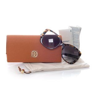 Tory Burch Rectangle Plastic Sunglasses TY7114 Porcini Tortoise with Acc…